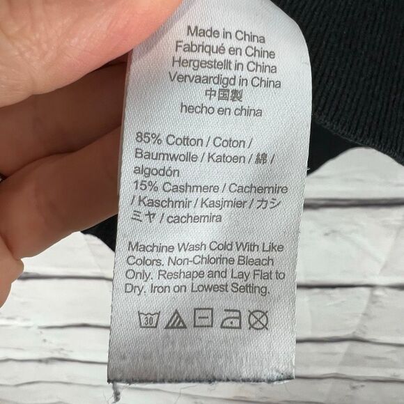 J. Crew Pullover Sweater Black Medium Long Sleeve Crew Neck cashmere blend - Picture 5 of 6